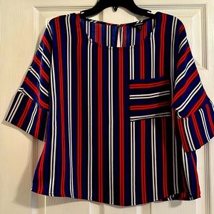 Express 3/4 sleeve pocket striped blouse